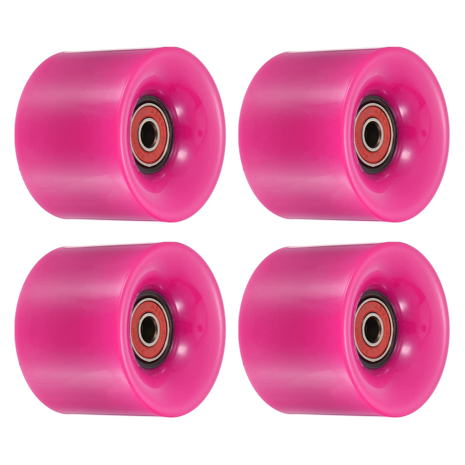 PATIKIL 60mm Longboard Wheels with Bearings ABEC-9, 4 Pack Street Wheels for Skateboards Cruiser Wheel Replacement 80A, Rose Red