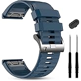 22mm Quickfit Watch Bands for tactix 8/Fenix 8 pro 47mm/7 Pro/6 Pro/5 Plus/quatix 8 47mm/7 Pro/7/6,Silicone Sport Strap Compatible with Garmin Fenix E/Descent G2/G1 Solar/Forerunner 945/955/965/970