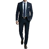 MY'S Men's Slim Fit 2 Piece Two Button Suit, Notch Lapel Jacket Pants Set with Tie, Solid Party Wedding Dress Blazer