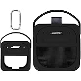 Aenllosi for Bose New SoundLink Micro 2nd Gen Bluetooth Speaker Silicone Cover Case with Carabiner, Black (Case Only)