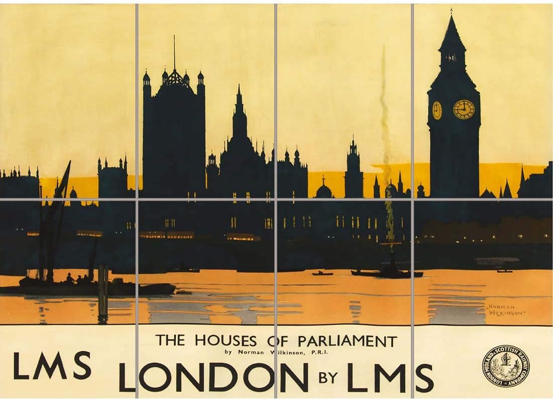 Amazon Com Doppelganger33 Ltd Travel House Parliament London England Rail Wilkinson Wall Art Multi Panel Poster Print 47x33 Inches Home Kitchen