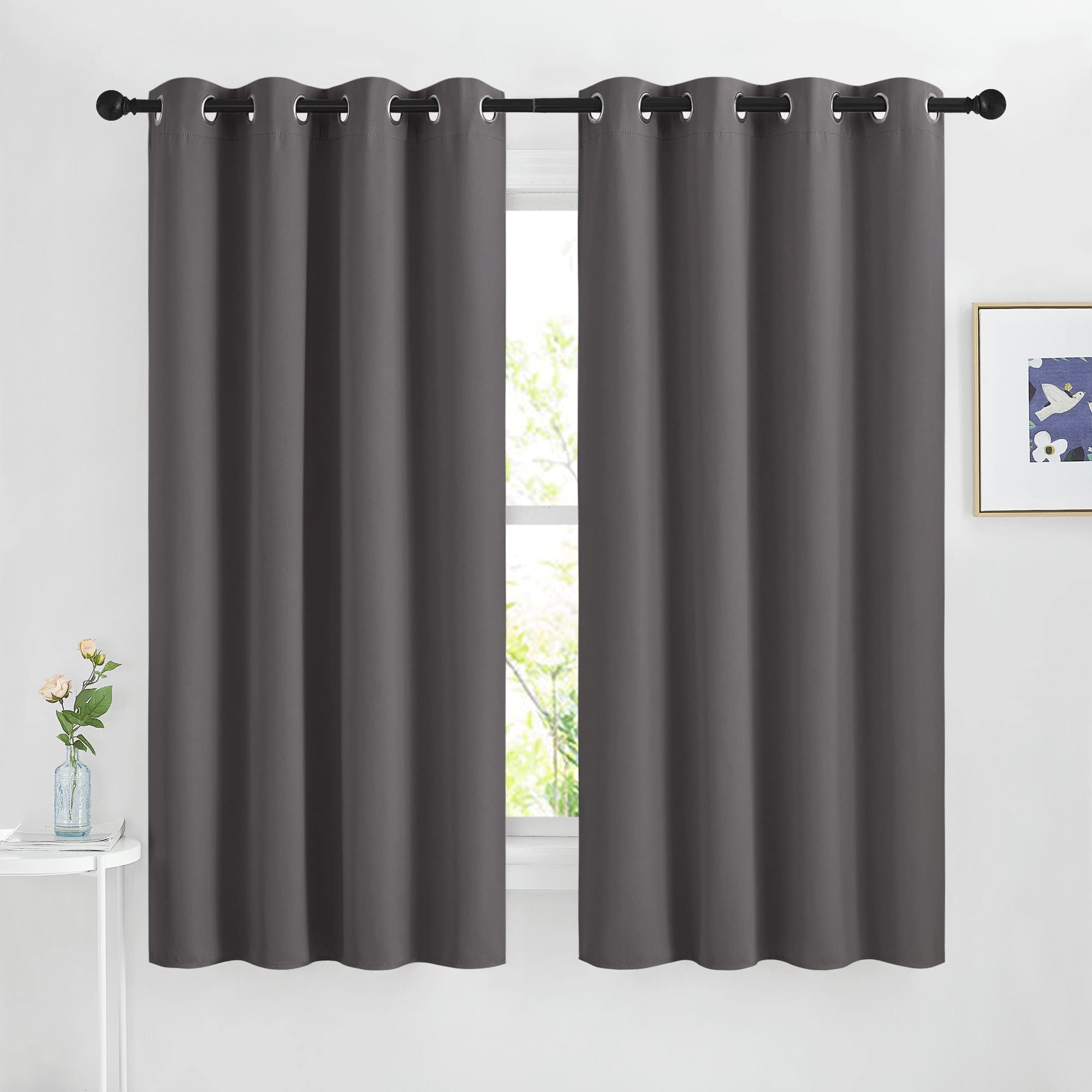 Photo 1 of NICETOWN Blackout Window Curtains for Bedroom - Grommet Top Room Darkening Thermal Insulated Solid Vertical Drapes for Flat/Apartment (2 Panels, 46 x 63 Inch, Grey)LPNO410293122
