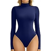 Avidlove Bodysuits for Women High Neck Long Sleeve Body Suits Snap Closure Double Lined Mock Neck Bodysuit Soft