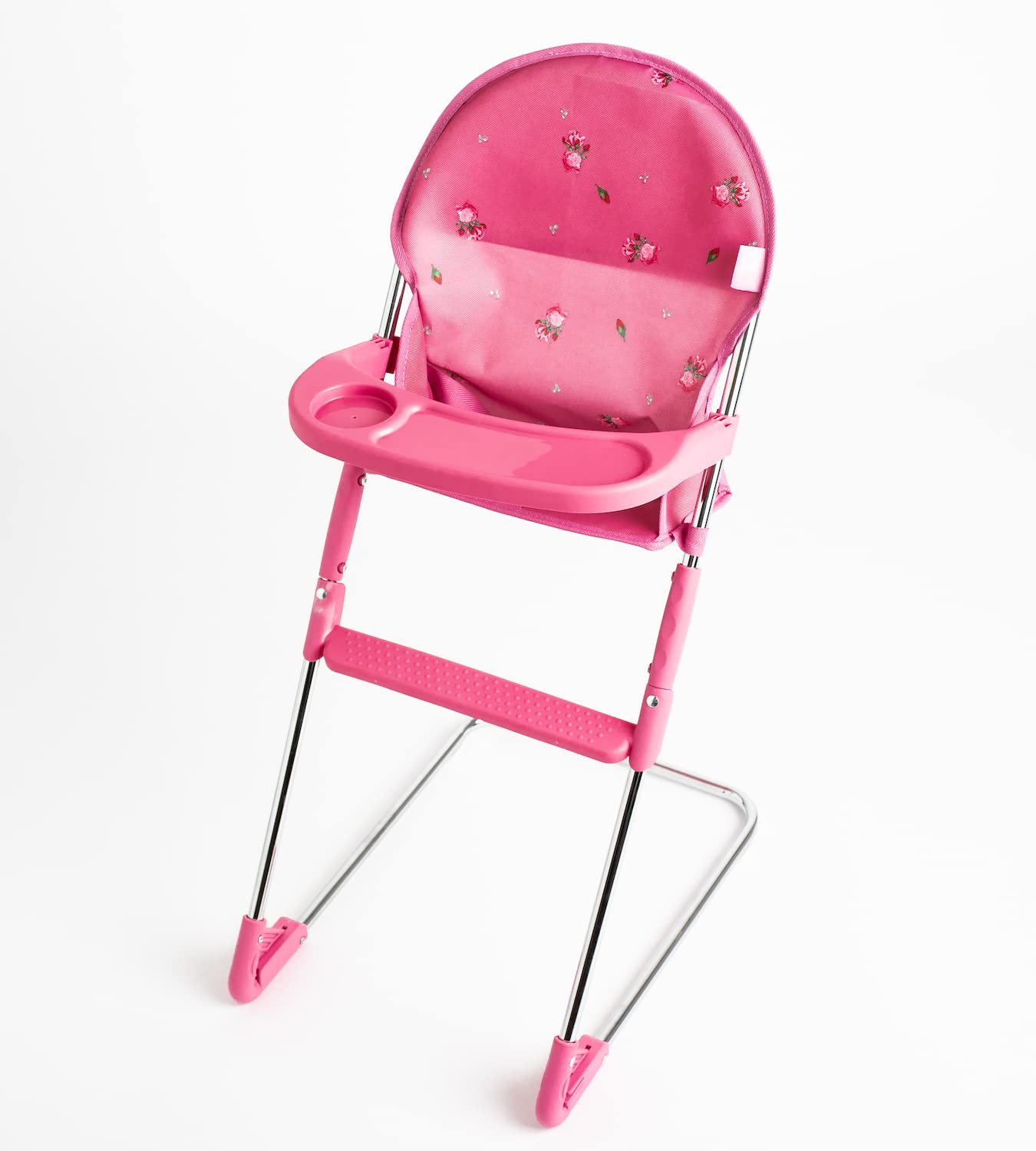 Roma Dolls High Chair - Foldable Baby Doll High Chair with Tray, Cute bear Print, Metal Frame, Fits Dolls 28-42cm, Toy Feeding Chair, Ideal, Doll Feeding Set (Darcie Pink) — image 1