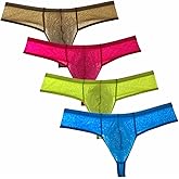 JAXFSTK Men's Thong Boxer Pouch Bikini Stretchy Sexy Guys Underwear Spandex Male Micro Trunks Posing Pattern Pants