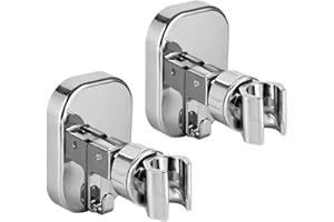 2 Pack Wall Mounted Suction Cup Stand,Shower Head Holder with A Hook,Adjustable Height,Suction Cup Shower Head Bracket, No Dr