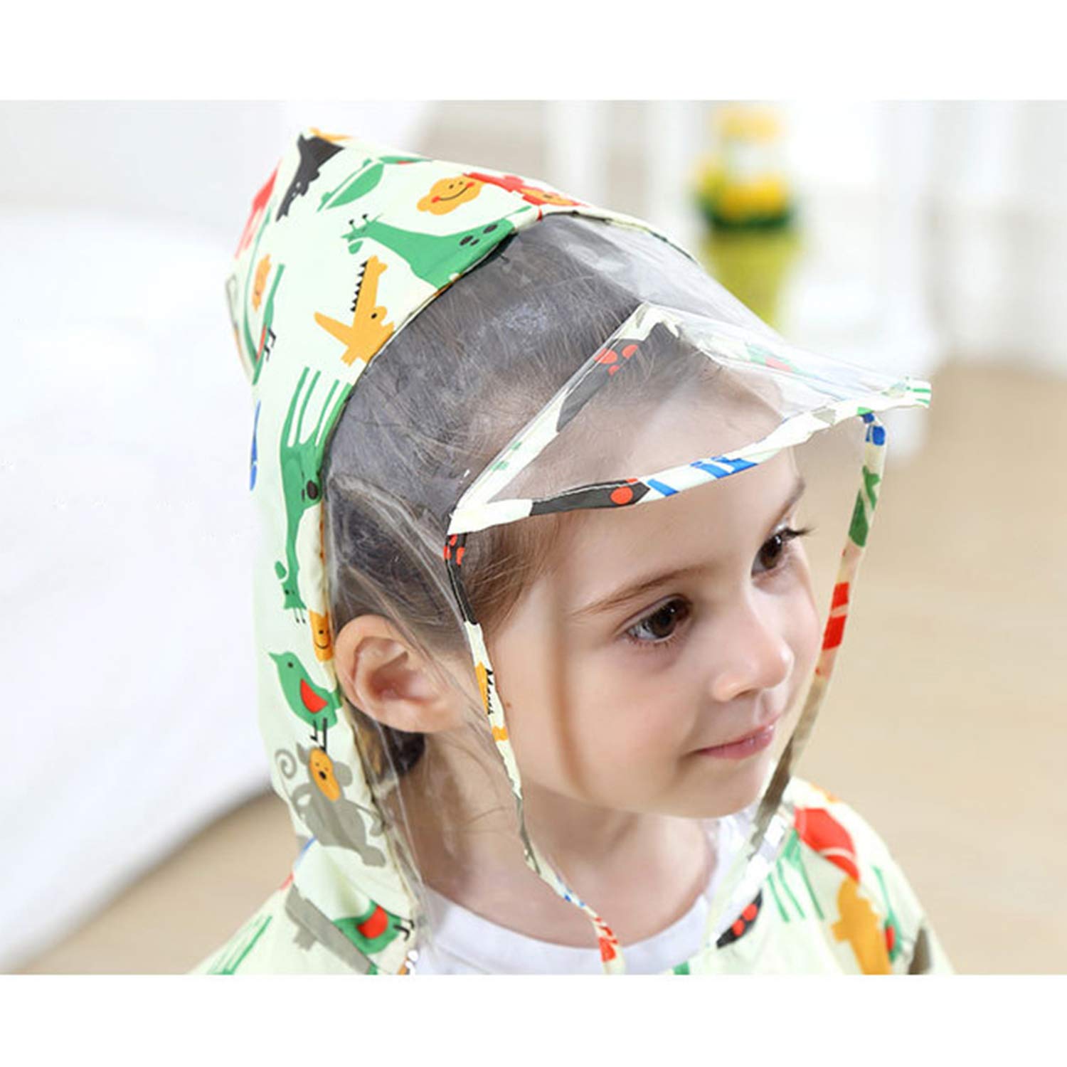 De feuilles Kinder Regenm/&auml;ntel Unisex Cartoon Kapuzen Regen M/&auml;ntel mit Taschen Baby Dino Regenjacke