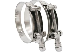 ROADFORMER 97mm - 105mm T-Bolt Hose O.D. Clamp - Working Range 3.81" - 4.13" for 4 inch Hose OD, Stainless Steel Bolt, SS Band Floating Bridge and Nylon Insert Locknut (97mm - 105mm, 2 pack)