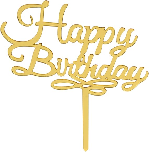 Birthday Cake Topper Golden Creative Cake Decoration Happy