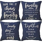 ULOVE LOVE YOURSELF Home Quotes Throw Pillow Covers Farmhouse Decorative Cushion Cover 18 x 18 Inch Rustic Family Words Country Decor Pillowcases Set of 4 for Sofa Couch Porch (Blue)