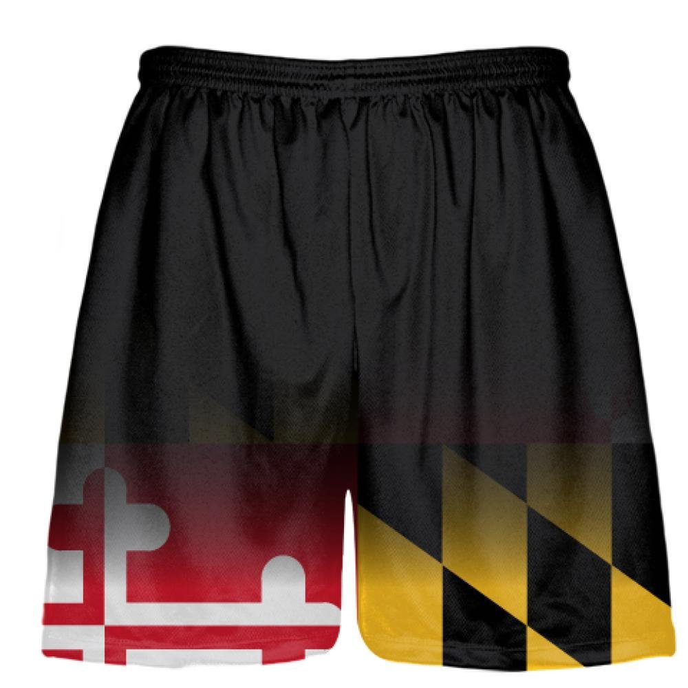 LightningWear Maryland Flag Shorts Black Fade - Custom Maryland Flag Lacrosse Shorts