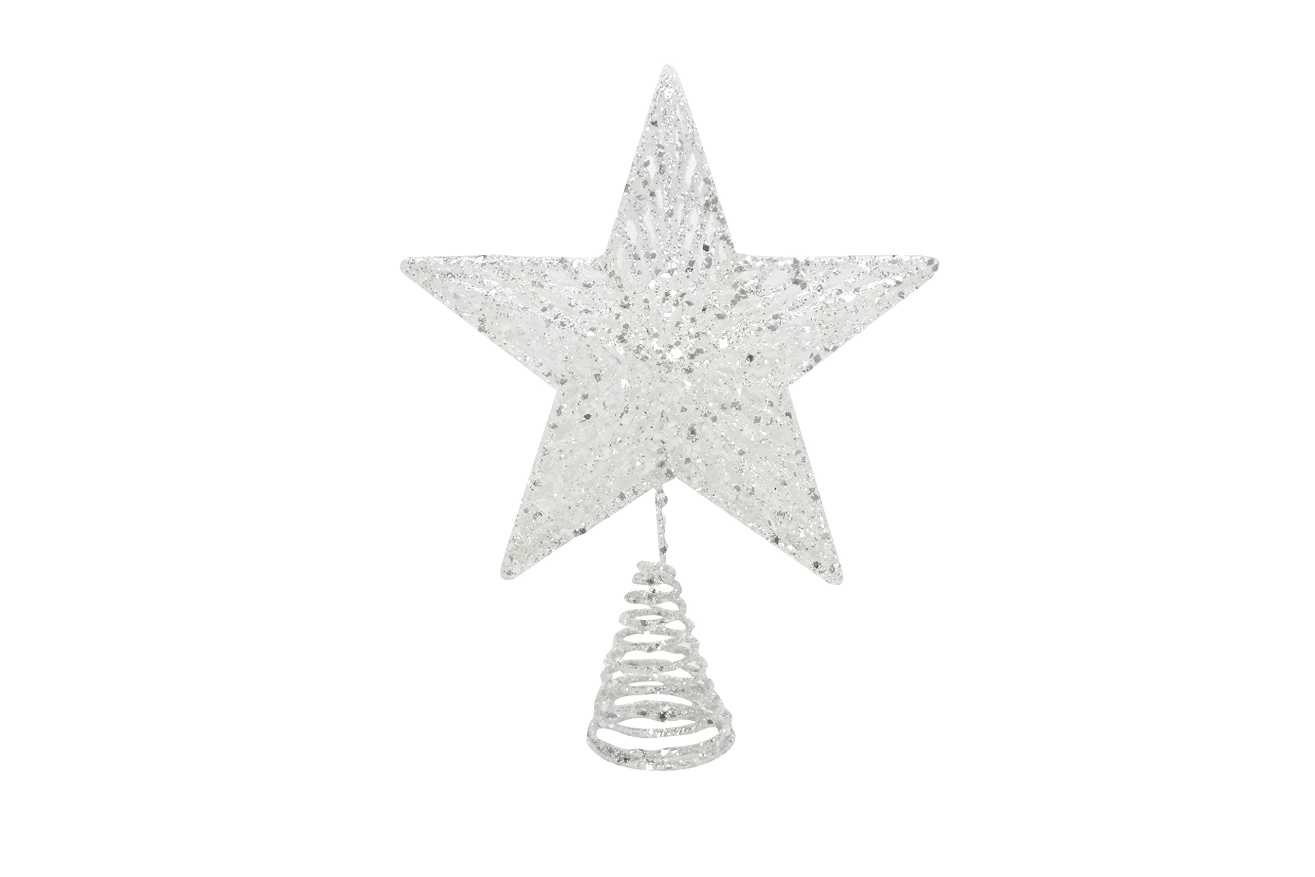 Gisela Graham Festive White Glitter Tree Top Star, ONE, JNS_454680
