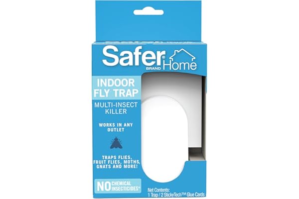 Safer Home SH502 Indoor Plug-In Fly Trap for Flies, Fruit Flies, Moths, Gnats, and Other Flying Insects – 400 Sq Ft of Protection
