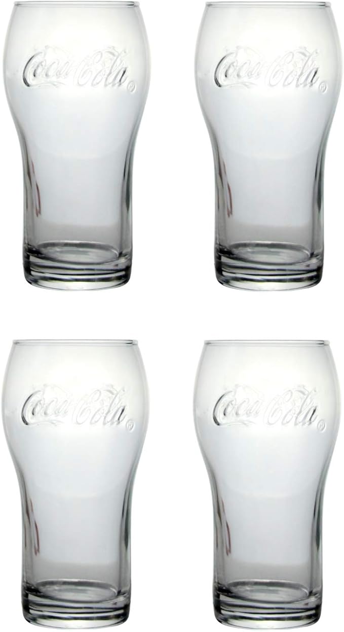 Coca Cola Glasses Tumblers Set 380ml Clear Coca Cola Tumblers 38cl Contour Coke Drinking Glasses