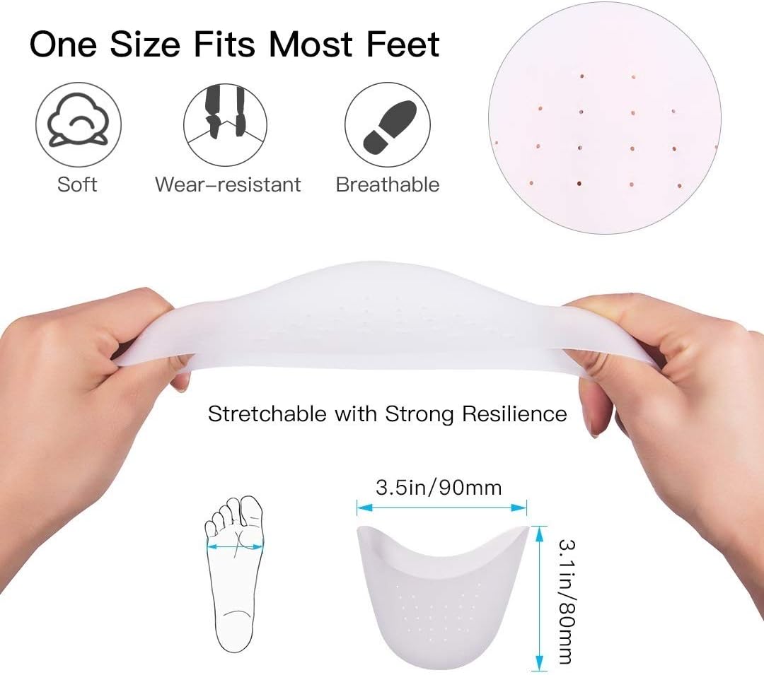 2 works Soft Silicone Gel Toe Protectors Covers Faireach Toe Caps Metatarsal Pads with Forefoot Cushion Ballet Pointe Dance High Heel Shoe Pads 4 PCS - Image 3