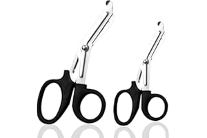 UPEOXT 2 Pack Trauma Shears, 7.3 Inch and 5.7 Inch Medical Scissors, Stainless Steel Bandage Scissors for Nurses, First Aid, 