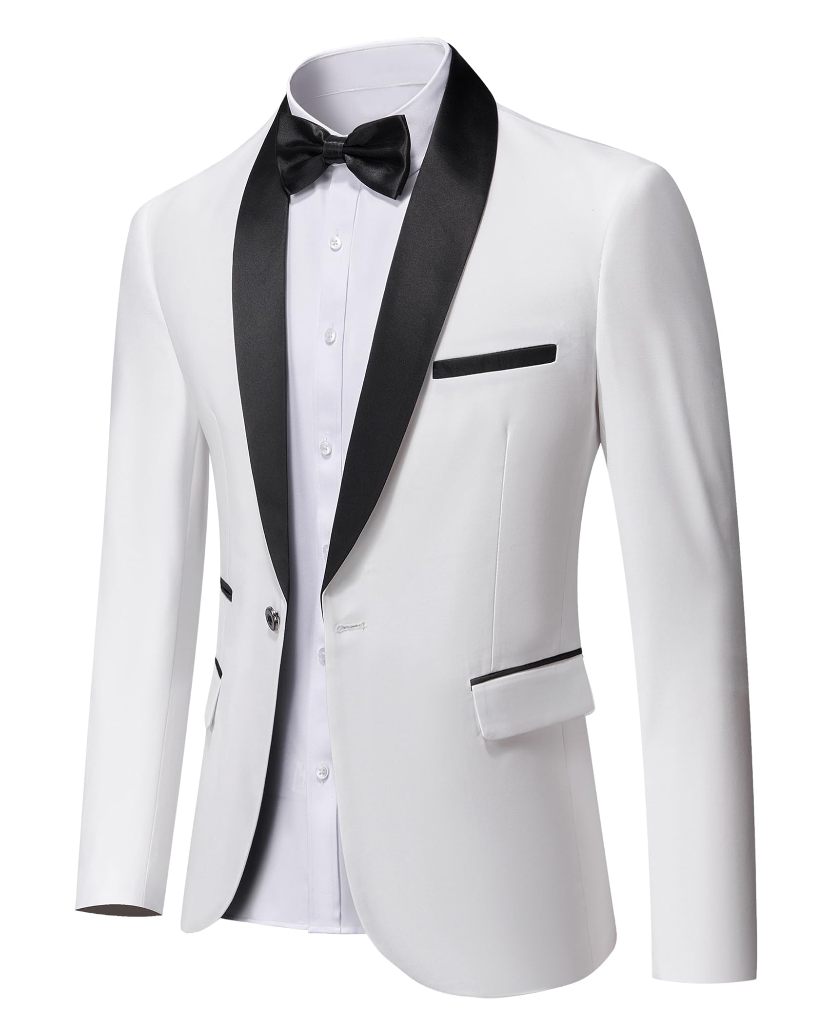 Photo 1 of YND Men's Shawl Lapel One Button Blazer, Casual Lightweight Tux Slim Fit Jacket White xxl