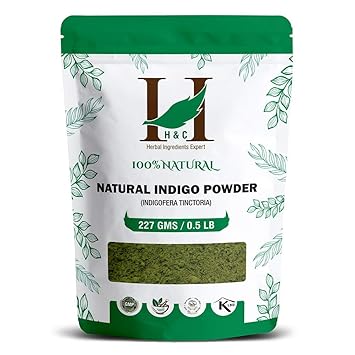 H&C Natural Indigo (Indigofera Tinctoria) Powder - 227g / 0.5 LB / 08 oz - Natural Black Dye / For Hair Care / Hair Color