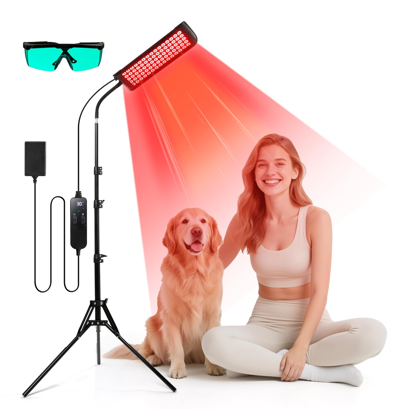 Photo 1 of Red Light Therapy for Face and Body, GMOWNW Infrared Light Therapy Lamp with Stand, 660nm Red Light and 850nm Near Infrared Light Therapy Device for Face Knee Body, Skin Care at Home
