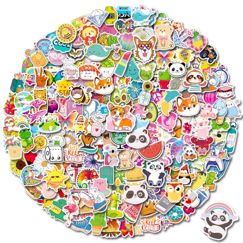 300 PCS Cute Stickers Vsco Stickers for Water Bottles Waterproof Cute Stickers for Kids Teens Girls Aesthetic Vinyl Stickers for Water Bottles Flask Phone Laptop Skateborad Stickers, Sticker Pack