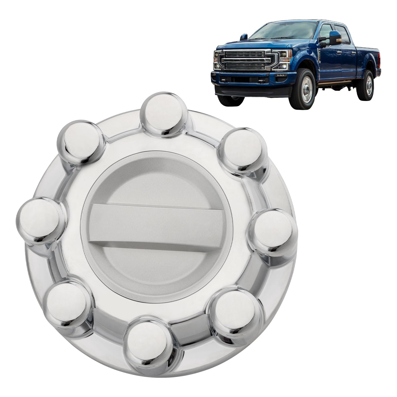 Photo 1 of 2.5"*8.25" Front & Rear Chrome Wheel Center Hub Cap Compatible with 2017-2022 Ford F-250 F-350 Super Duty Replace# HC3Z-1130-J HC3Z1130J
