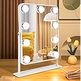 YEKKOPT Vanity Mirror with Lights,Lighted Makeup Mirror with 9 LED Bulbs, Light Up Makeup Mirror with Lights for Dressing Room & Bedroom,Smart Touch Control,360 Rotation
