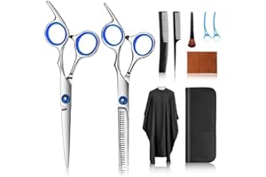 Hair Cutting Scissors Kits, 10 Pcs Stainless Steel Hairdressing Shears Set Professional Thinning Scissors For Barber/Salon/Ho