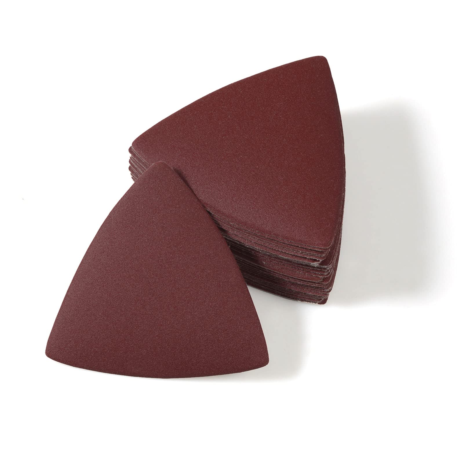 LEONTOOL 30 Pcs 3-1/8 Inch (80mm) Triangular Hook & Loop Oscillating Multitool Sanding Pads Triangle Sanding Pads 240 Grit No Hole Triangle Sandpaper Detail Sander Sandpaper for Wood Metal Polishing