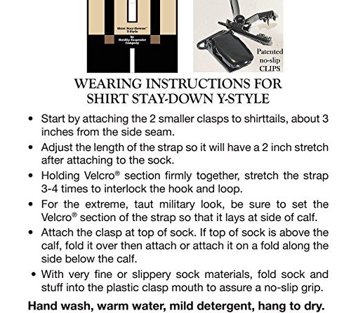 Hold-Ups Stay-downs Dress Shirt Stays Y-style with Patented No-slip metal Clips - Thumbnail 7