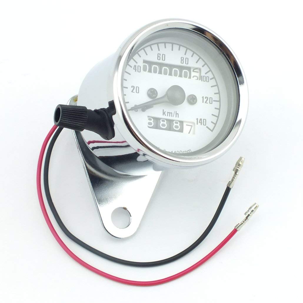 QAZAKY Universal Motorcycle Dual Odometer Speedometer Gauge Speed Meter DC 12V Km/h