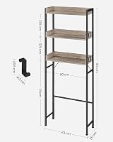VASAGLE Over-The-Toilet Rack 3-Tier Greige Black BTS002B02 Space-Saving Storage view 3