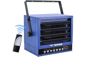 TEMPWARE 7500W Electric Garage Heater, 240V Hardwired Digital Ceiling Mount Fan-Forced Shop Heater with Full-Function Remote and 12-Hour Timer, Ideal for Workshop Warehouse