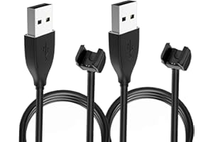 Compatible with Amazfit Band 5 Charger, Lamshaw USB Charging Cilp Dock Replacement Charger Cilp Compatible with Amazfit Band 7 / Band 5 Fitness Tracker (2 Pack-Black+Black)