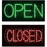 LED Open Closed Sign for Business, Super Bright LED Open Sign for Nail Salon, Electric Advertising Display Signboard for Beauty Salon Storefront Window Decor. (Green)