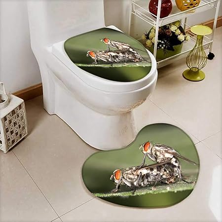 Analisahome 2 Piece Bathroom Mat Set Fly Make Love Close Absorbent