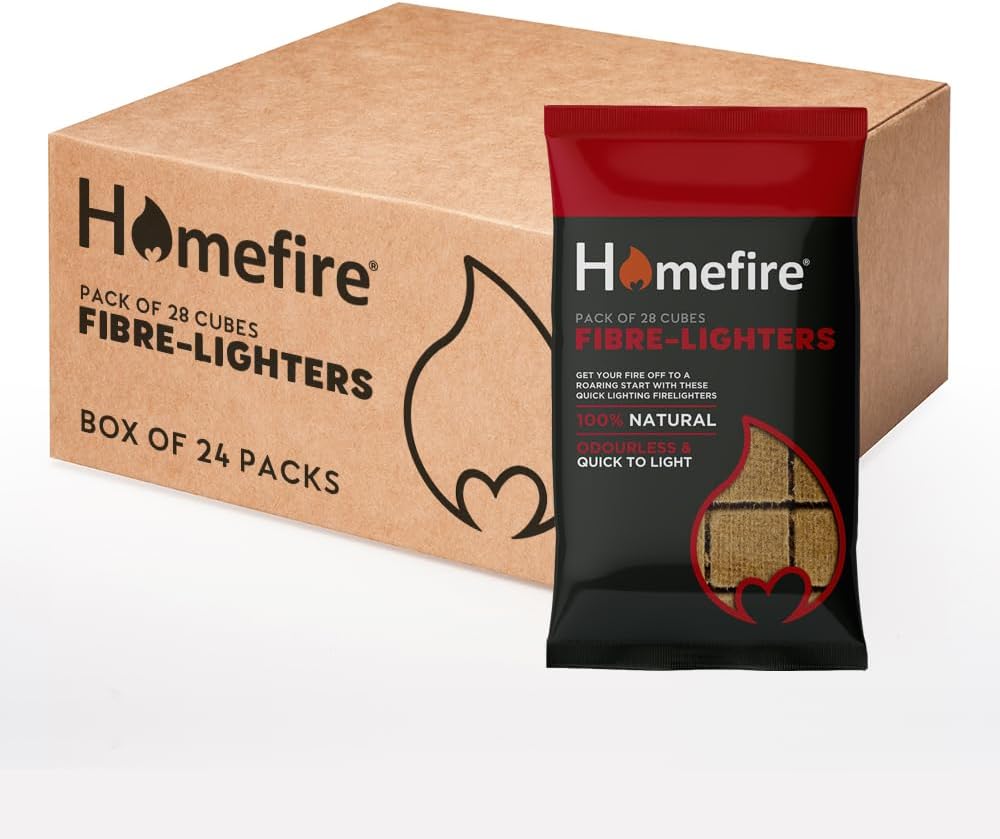 Homefire Natural Odourless Firelighters 2 Packs x 28 for Wood Burners Stoves