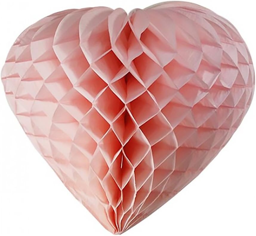PACK OF 6 18INCH PINK TISSUE PAPER HEART HANGING DECORATIONS