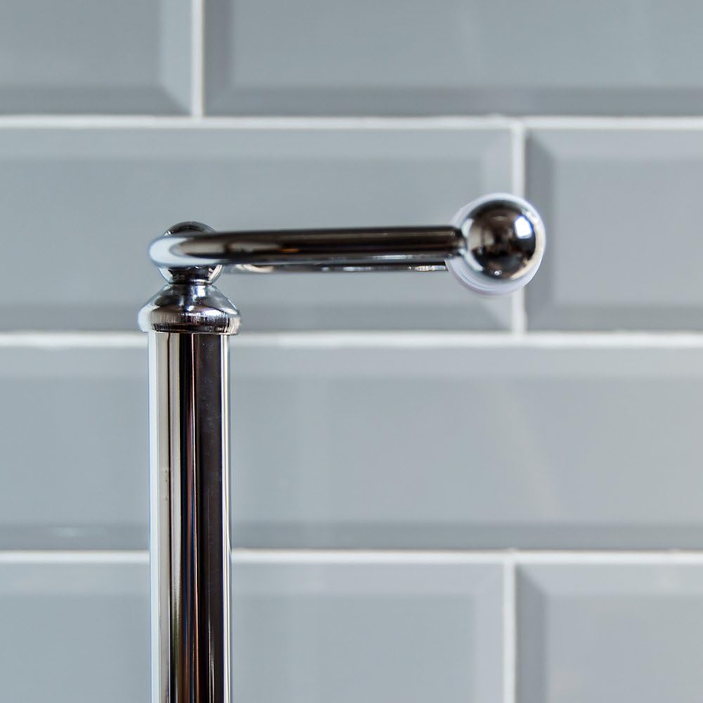 Bath Vida Floor Standing Toilet Roll Holder, Metal, Chrome, 19 x 19 x 56 cm - Image 5