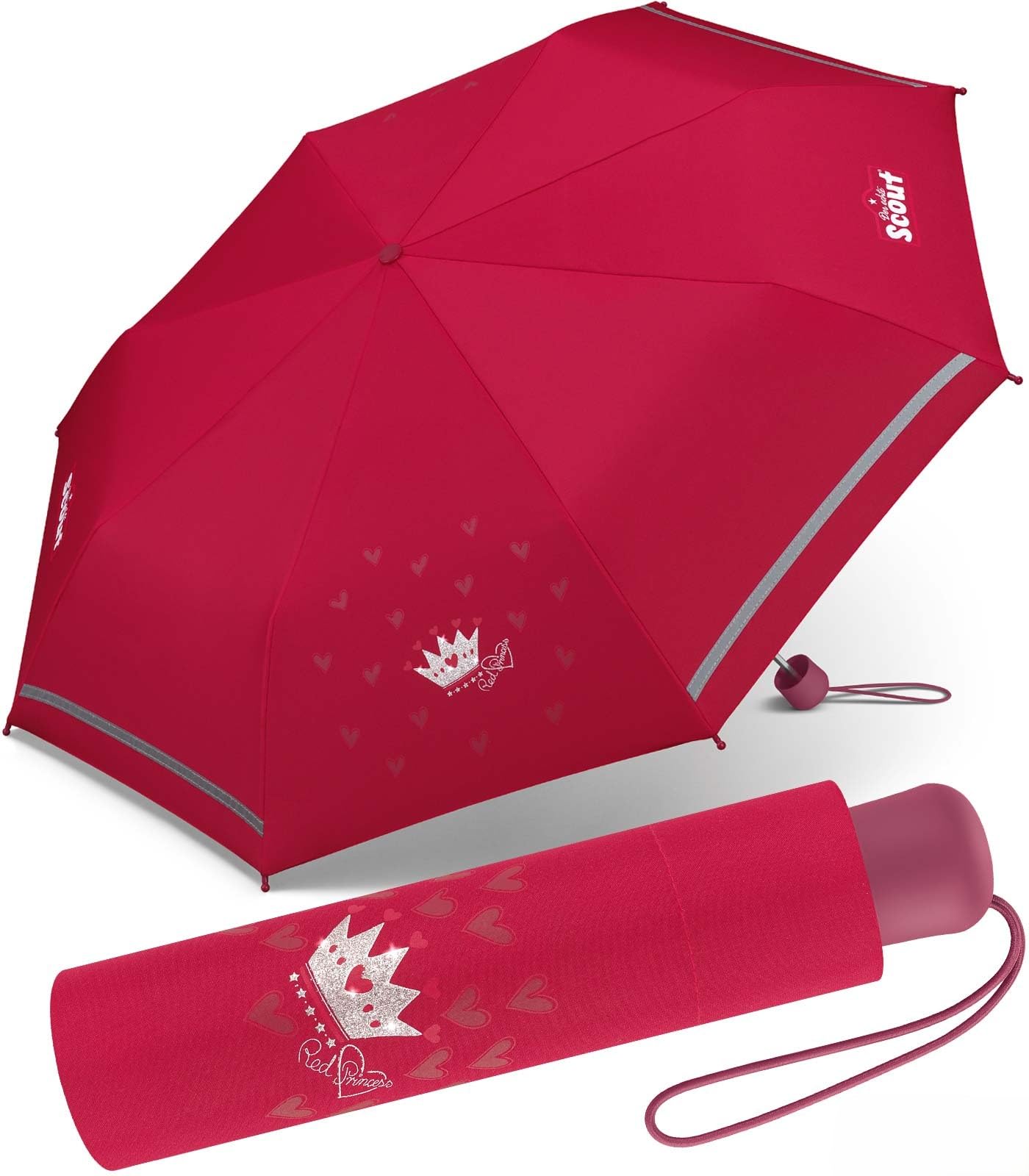 Scout Children's Pocket Umbrella Reflective, Red Princess