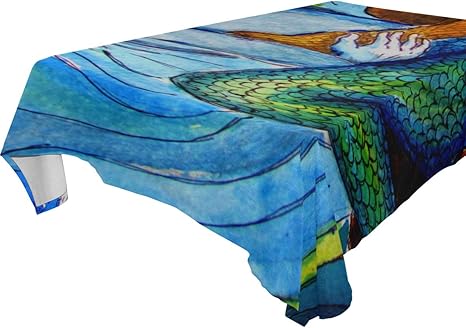 Amazon Geevosun テーブルクロス 水彩イラストサイレン手絵画ブルー 装飾 テーブルカバー 耐久 耐熱 テーブルマット 四季通用 雰囲気が一気に変わる 130x180cm テーブルクロス オンライン通販