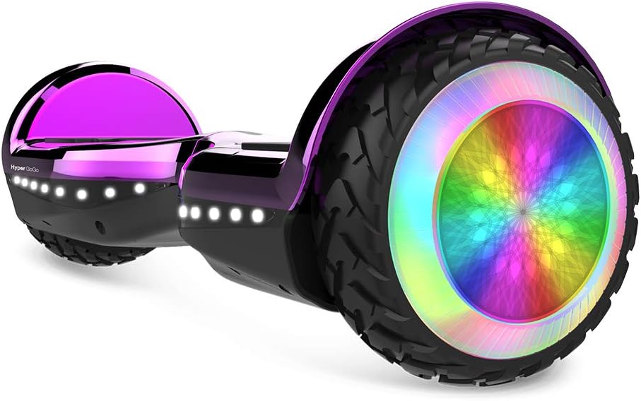 HYPER GOGO Hoverboard, Off Road All Terrain Hoverboards with Bluetooth Speaker, Colorful LED Light Wheels, UL Certified,6.5 inches Self Balancing Scooter