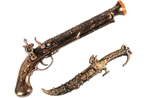 Lanxitown Pirate Sword and Gun Set Toy Knife with Sheath - Plastic Dagger for Kids Halloween Costume Accessories