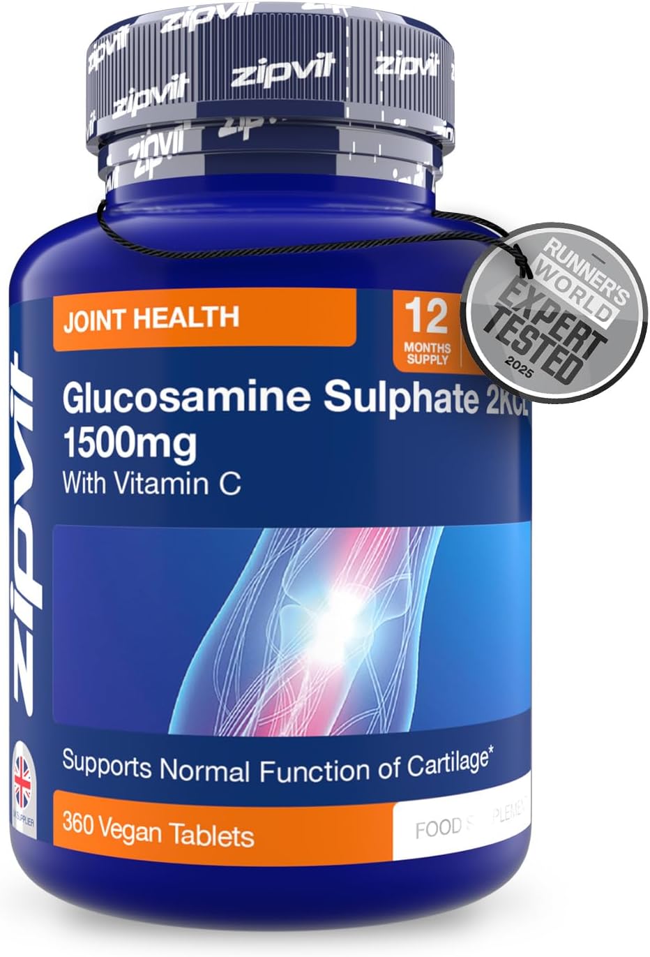 Zipvit High Strength Glucosamine Sulphate 1500mg 360 Vegan Tablets Vitamin C