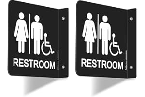 Faittoo Restroom Sign, Bathroom Signs, (2 Pack) 6 x 6 Inches Acrylic Sign, for Office or Business Bathroom and Toilet Door or