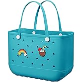 Beach Bag Rubber Tote Bag - Waterproof Travel Bag for Women Washable Tote Bag Handbag for Sports Beach Market Pool