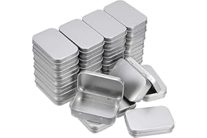 BTSKY 30 Pack Retangular Empty Hinged Tins - Metal Small Box Kit Aluminum Tin Cans Container Box Storage Organizer Tins with 