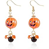 Halloween Pumpkins Earrings For Women Drop Dangle Crystal Gothic Eardrop Long Tassels Smiling Face Pumpkin Earring Party Holiday Fashion Accessories Jewelry Gifts