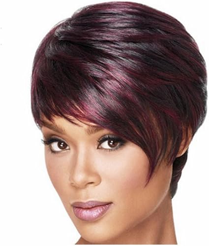 Sun Synthetische Perucke Europaischen Und Amerikanischen Aussenhandel Mode Personlichkeit Gut Aussehend Schragen Pony Kurze Haare Glattes Haar Cosplay Perucke Photocolor Amazon De Sport Freizeit