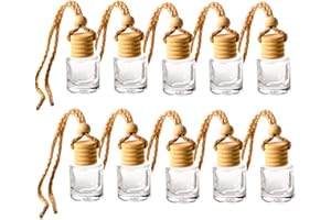 ConStore 10pcs Car Hanging Glass Pendant Perfume Aromatherapy Bottle Refillable Hanging Diffuser Air Fresher Ornament Vials