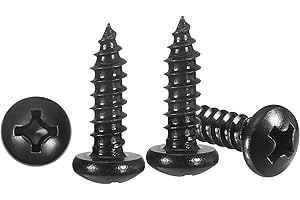 METALLIXITY Phillips Pan Head Self Tapping Screws(#7x1/2) 100Pcs, 304 Stainless Steel Self Drilling Screw for Metal Wood Plastic, for Cabinet Wall Shutter Plate Rock Furniture, Black